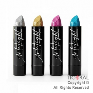 MAQUILLAJE ARTISTICO LABIAL GLITTER ORO PLATA FUCSIA Y TURQUESA (BLISTER X 4 UNID - 16 GR)